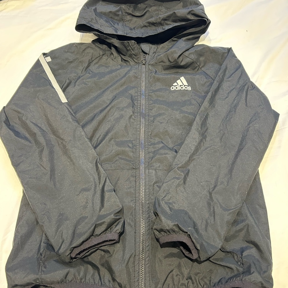 Adidas black Hooded kids Jacket windbreaker